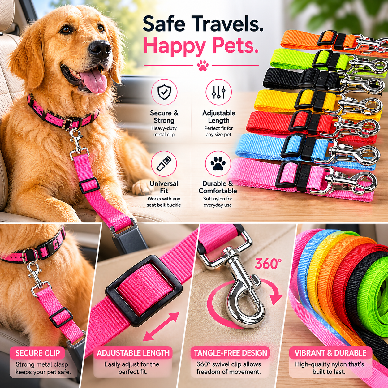 Dog Leash and Safety Harness